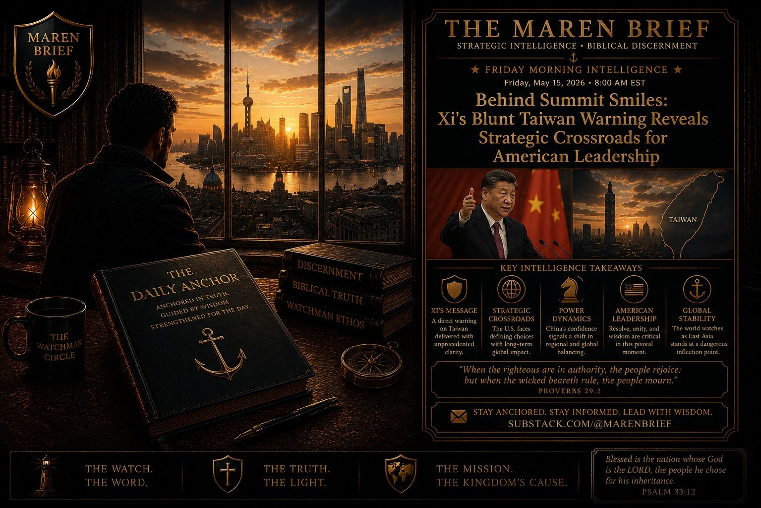 Behind Summit Smiles: Xi's Blunt Taiwan Warning Reveals Strategic Crossroads for American Leadership — Elias Maren
